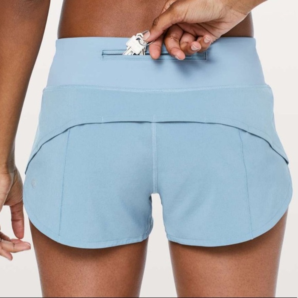 Lululemon blue cascade speed up short 2.5”